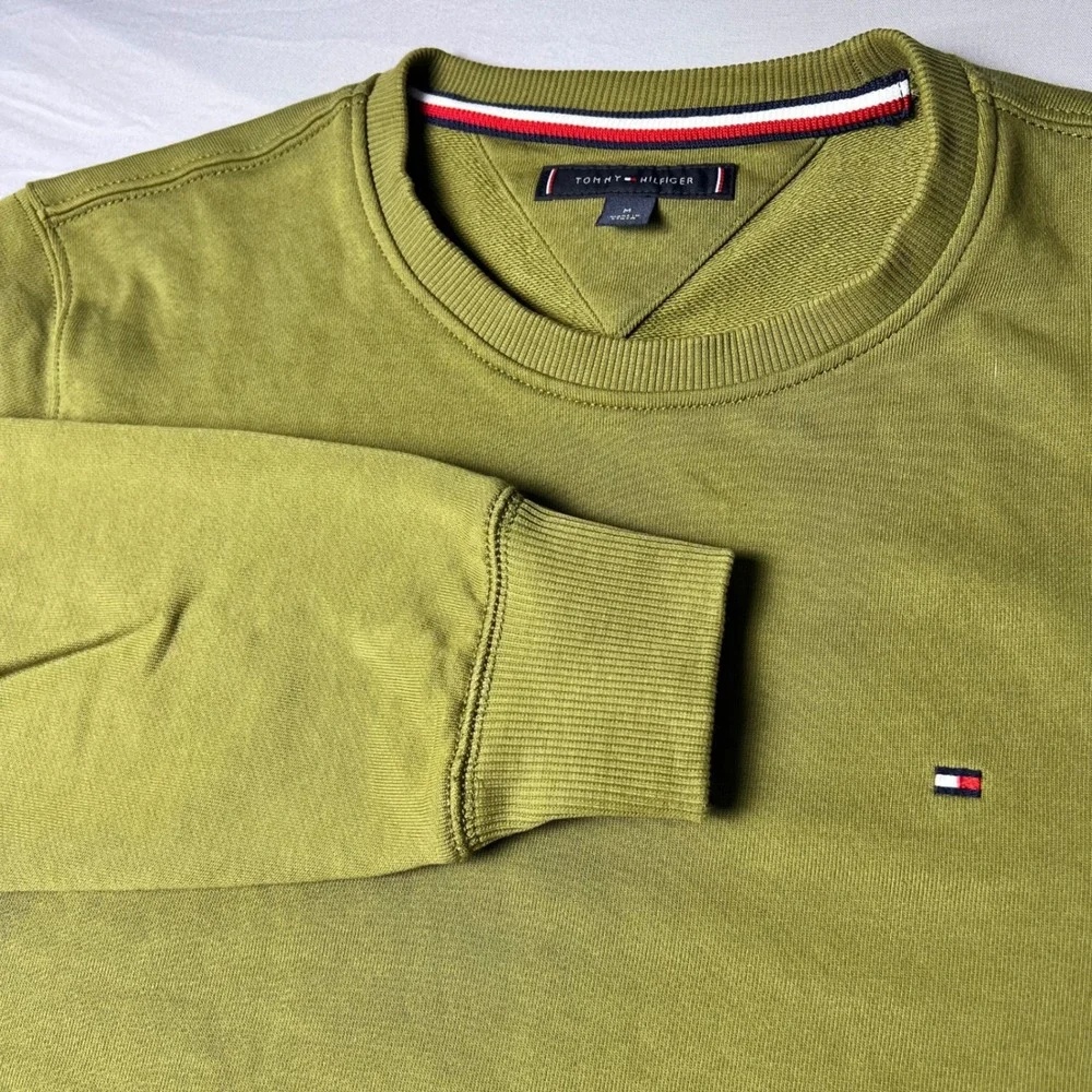 Tommy Hilfiger Mens Olive Green Crewneck Sweatshirt Cotton French Terry M